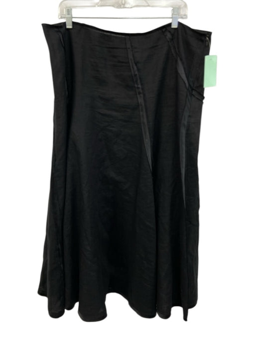 DB Life Size EST XXL Black Linen Ribbon Detail Side Zip Midi Skirt Black / EST XXL