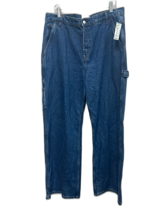 Reformation Size 30 Medium Wash Cotton Blend Denim Utility Pocket Wide Leg Jeans Medium Wash / 30