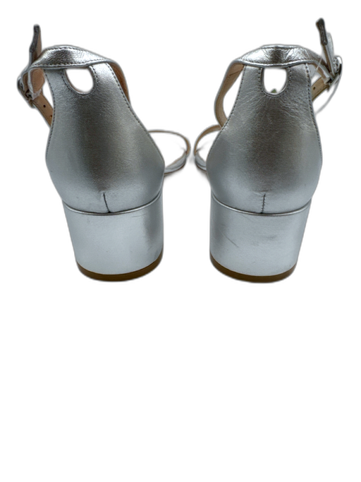 Stuart Weitzman Shoe Size 10 Silver Leather Upper Metallic Ankle Buckle Sandals Silver / 10