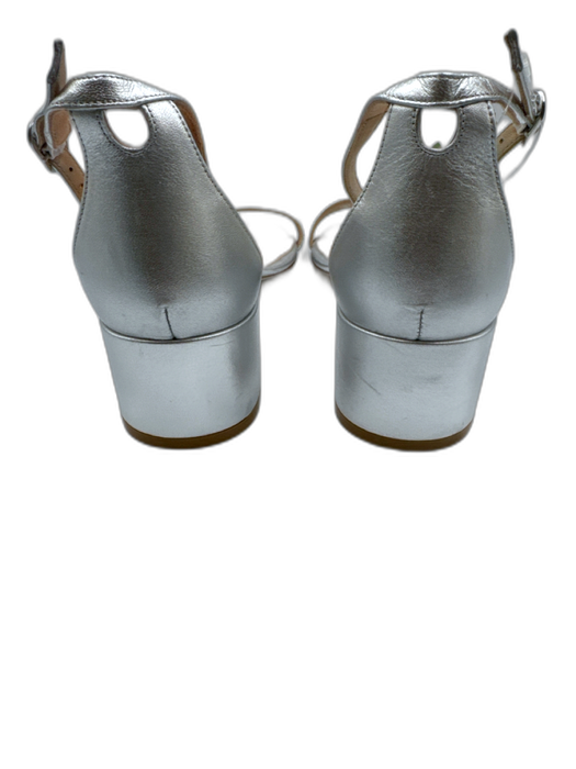 Stuart Weitzman Shoe Size 10 Silver Leather Upper Metallic Ankle Buckle Sandals Silver / 10
