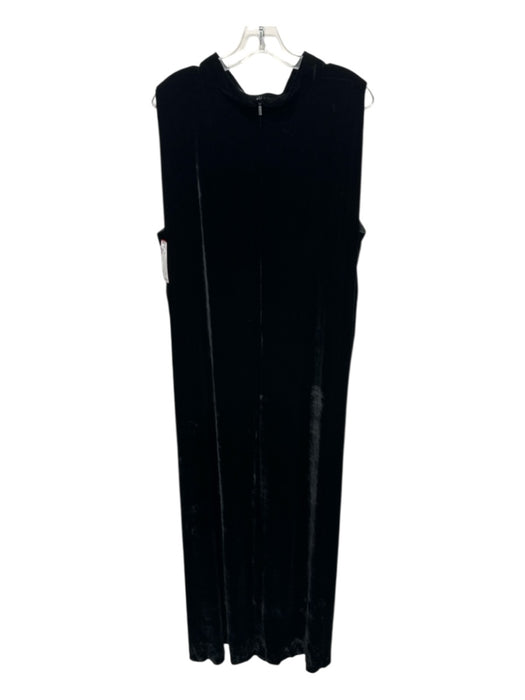 Lafayette 148 Size XL Black Rayon Blend Sleeveless Solid Velvet Maxi Dress Black / XL