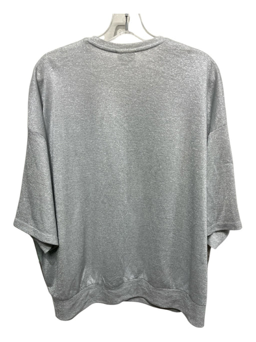 Dries Van Noten Size L Champagne & Silver Viscose Blend Short Sleeve Shine Top Champagne & Silver / L