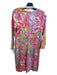 Lilly Pulitzer Size Medium White, Pink & Multi Cotton V Neck Abstract Dress White, Pink & Multi / Medium