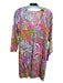 Lilly Pulitzer Size Medium White, Pink & Multi Cotton V Neck Abstract Dress White, Pink & Multi / Medium