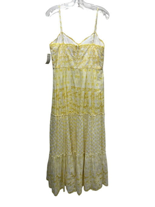 Lilly Pulitzer Size 12 Yellow & White Cotton Spaghetti Strap Tiered Maxi Dress Yellow & White / 12