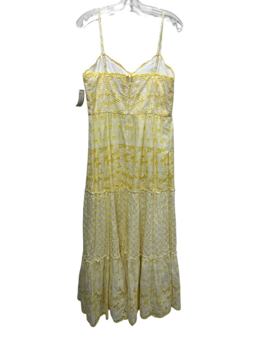 Lilly Pulitzer Size 12 Yellow & White Cotton Spaghetti Strap Tiered Maxi Dress Yellow & White / 12