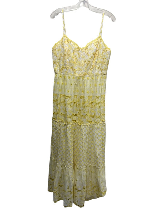 Lilly Pulitzer Size 12 Yellow & White Cotton Spaghetti Strap Tiered Maxi Dress Yellow & White / 12