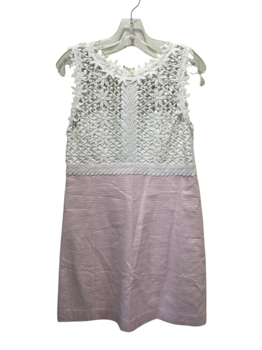 Lilly Pulitzer Size 10 Pink & White Cotton Sleeveless Floral Lace Textured Dress Pink & White / 10