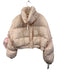 Selkie Size L Light Pink Nylon & Spandex Puffer High Neck Zip & Snap Crop Jacket Light Pink / L