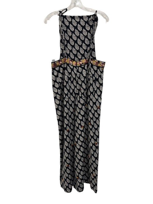 By Anthropologie Size 12 Black, White, Yellow Viscose & Cotton Wide Leg Jumpsuit Black, White, Yellow / 12
