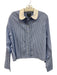 J Crew Size 12 Blue & White Cotton Long Sleeve Stripe Pearl Buttons Blouse Top Blue & White / 12