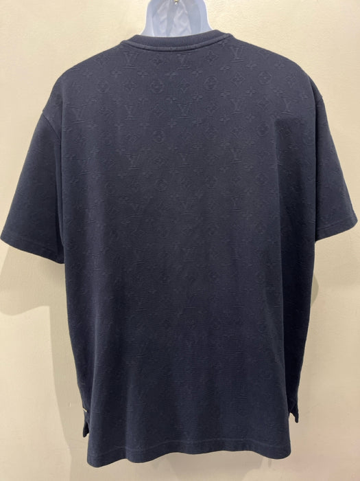 Louis Vuitton Size XXL Navy Blue Cotton All Over Print Men's Short Sleeve