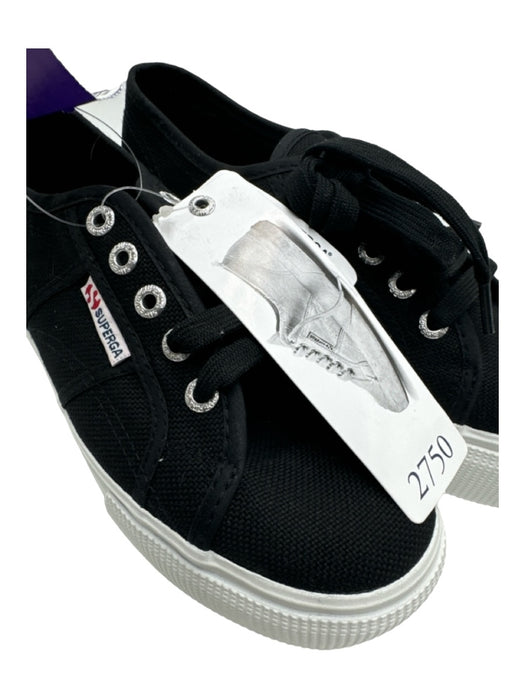 Superga Shoe Size 6 Black & White Canvas Lace Up Low Top Platform Sneakers Black & White / 6