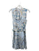 Reiss Size 0 Blue, White & Multi Viscose Sleeveless Floral Print Pleated Dress Blue, White & Multi / 0