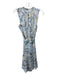 Reiss Size 0 Blue, White & Multi Viscose Sleeveless Floral Print Pleated Dress Blue, White & Multi / 0