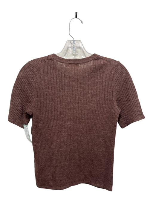 Faherty Size XS Brown Linen & Cotton Ribbed Short Sleeve Top Brown / XS