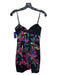 Noam Hanoch Size 0 Black & Multi Silk Floral Spaghetti Strap Gathered Mini Dress Black & Multi / 0