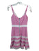 Bardot Size XS White & Pink Viscose Spaghetti Strap Eyelet Embroidered Dress White & Pink / XS