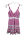 Bardot Size XS White & Pink Viscose Spaghetti Strap Eyelet Embroidered Dress White & Pink / XS