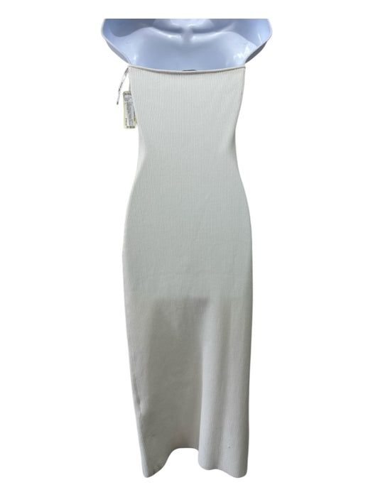 Self-Portrait Size L Cream Viscose & Polyamide Knit Goldtone Hardware Midi Dress Cream / L