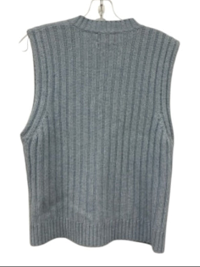 Ganni Size L Light Blue Wool Blend Rib Knit Rhinestone Shoulder Detail Sweater Light Blue / L