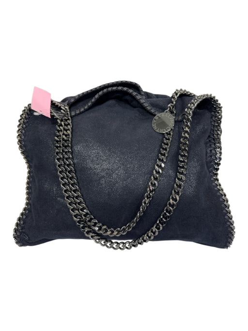 Stella McCartney Navy Blue Faux Leather Chain Trim Chain Strap Tote Bag Navy Blue / Medium