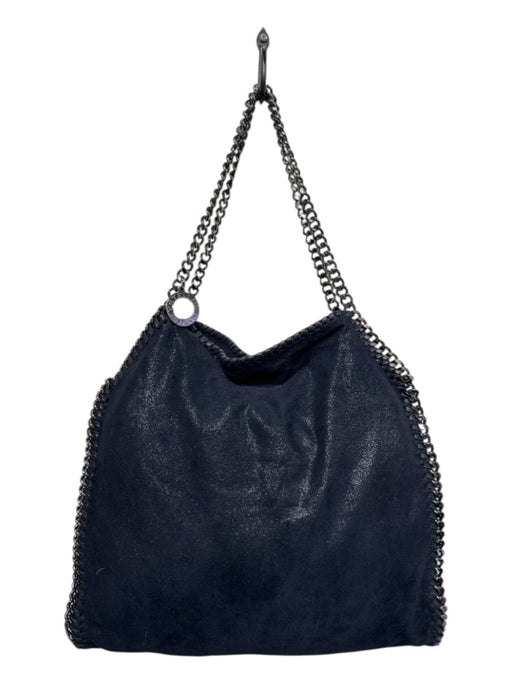 Stella McCartney Navy Blue Faux Leather Chain Trim Chain Strap Tote Bag Navy Blue / Medium