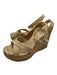 Jimmy Choo Shoe Size 40 Beige & Gold Patent Leather Gold Toe Cap Cork Base Shoes Beige & Gold / 40