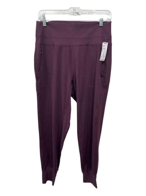 Athleta Size Medium Burgundy Red Elastic Waist Pockets Ribbed Detail Pants Burgundy Red / Medium