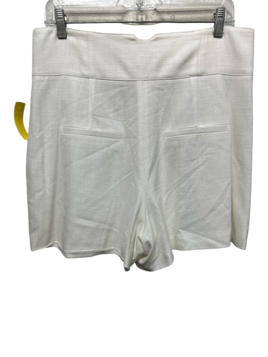 Veronica Beard Size 10 White Viscose & Elastane Zip Fly Gold Buttons Shorts White / 10