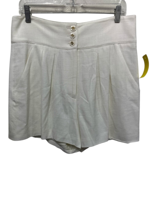 Veronica Beard Size 10 White Viscose & Elastane Zip Fly Gold Buttons Shorts White / 10