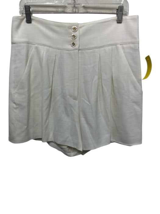Veronica Beard Size 10 White Viscose & Elastane Zip Fly Gold Buttons Shorts White / 10