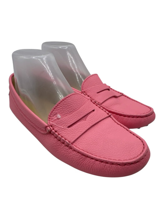 Tod's Shoe Size 40 Pink Pebble Leather Slip On Driver Penny Loafers Pink / 40