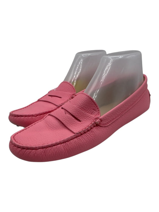 Tod's Shoe Size 40 Pink Pebble Leather Slip On Driver Penny Loafers Pink / 40