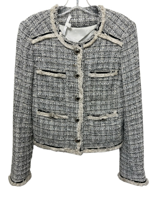 Veronica Beard Size 6 White, Black, Cream Cotton Blend Button Up Tweed Jacket White, Black, Cream / 6