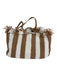 Kate Spade Brown & White Straw Striped 2 handles Beach Bag Brown & White / M