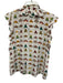 Alice + Olivia Size M White & Multi Silk Ruffle Cap Sleeve Button Up Top White & Multi / M
