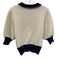 Staud Size M White & Navy Cotton & Nylon Knit Short Sleeve Collar Top White & Navy / M