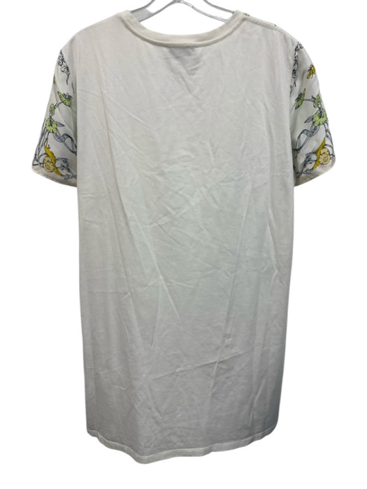 Tory Burch Size L White & Multi Silk Short Sleeve Flora & Fauna Below Knee Dress White & Multi / L