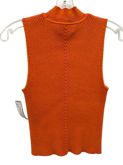 Milly Size M Orange Viscose Blend Sleeveless Mock Neck Ribbed Midi Skirt Set Orange / M
