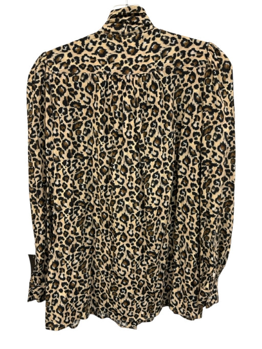 Ann Mashburn Size M Beige, Black & Brown Viscose Long Sleeve Cheetah Print Top Beige, Black & Brown / M