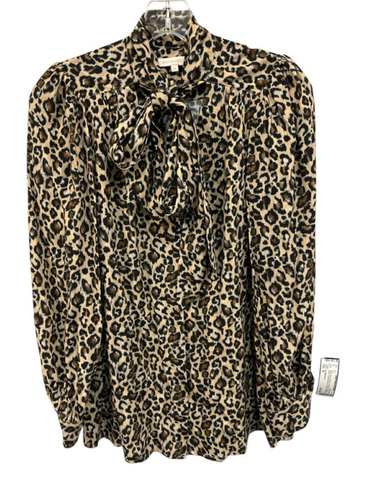 Ann Mashburn Size M Beige, Black & Brown Viscose Long Sleeve Cheetah Print Top Beige, Black & Brown / M