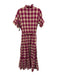 Millie Size M Purple & Beige Cotton Short Sleeve Checkered 1/2 Button Midi Dress Purple & Beige / M