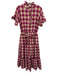 Millie Size M Purple & Beige Cotton Short Sleeve Checkered 1/2 Button Midi Dress Purple & Beige / M