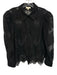 L'agence Size M Black Nylon Blend Long Sleeve Button Up Lace Top Black / M