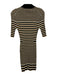 Theory Size M Black, Yellow, White Cotton Blend 1/2 Sleeve Stripe V Neck Dress Black, Yellow, White / M