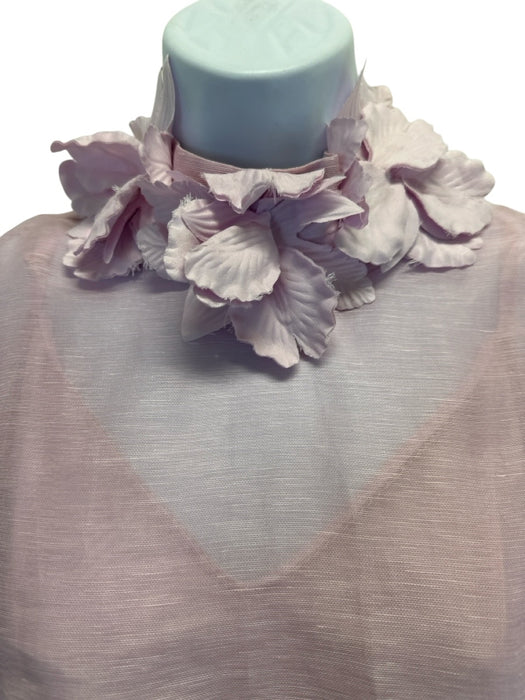 Zimmermann Size 3 Light Pink Linen & Silk Short Sleeve Floral Applique Skirt Set Light Pink / 3