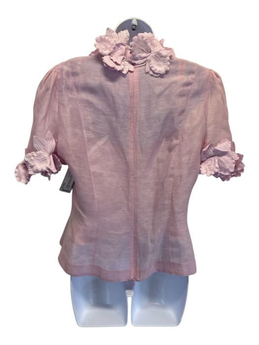 Zimmermann Size 3 Light Pink Linen & Silk Short Sleeve Floral Applique Skirt Set Light Pink / 3