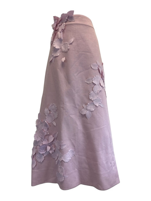 Zimmermann Size 3 Light Pink Linen & Silk Short Sleeve Floral Applique Skirt Set Light Pink / 3