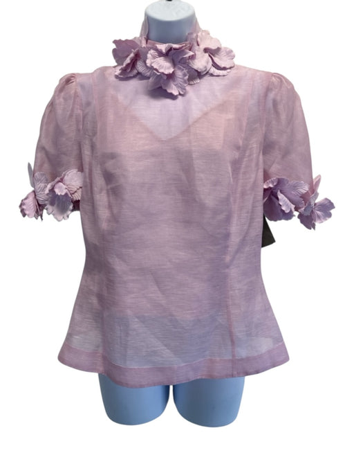 Zimmermann Size 3 Light Pink Linen & Silk Short Sleeve Floral Applique Skirt Set Light Pink / 3